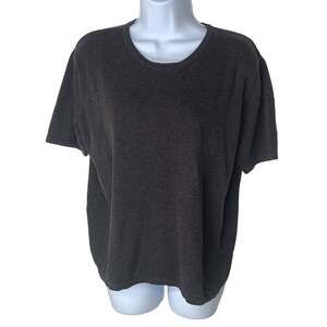 Yarnworks Vintage T Shirt Womens Scoop Neck Size Petite Large Black Short Sleeve